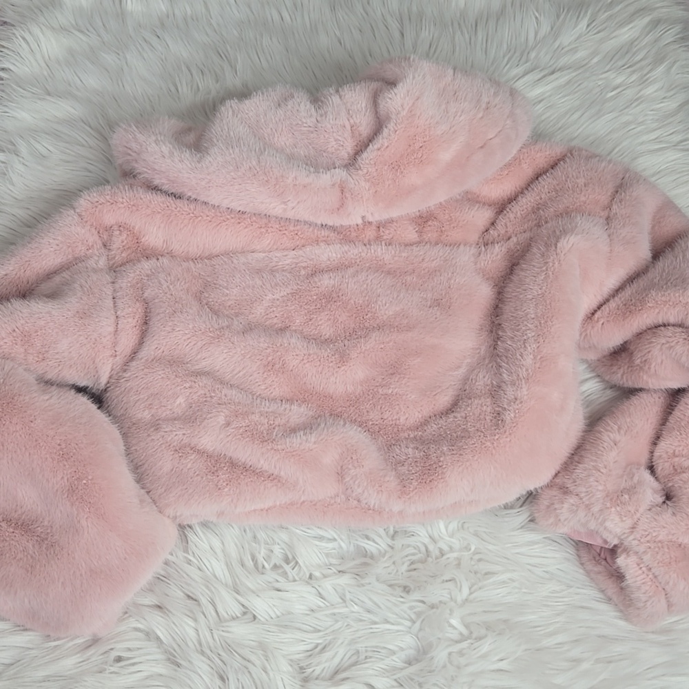 F21 Faux Fur Crop Coat Pins Sz M - Picture 10 of 10